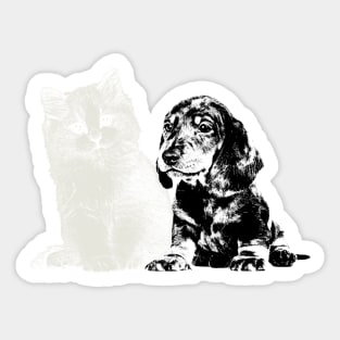 Dog and cat couple Sticker